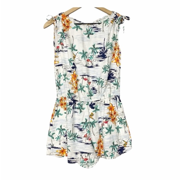 Old Navy linen Cream Tropical Floral One-Piece Romper Size Small - Picture 6 of 7